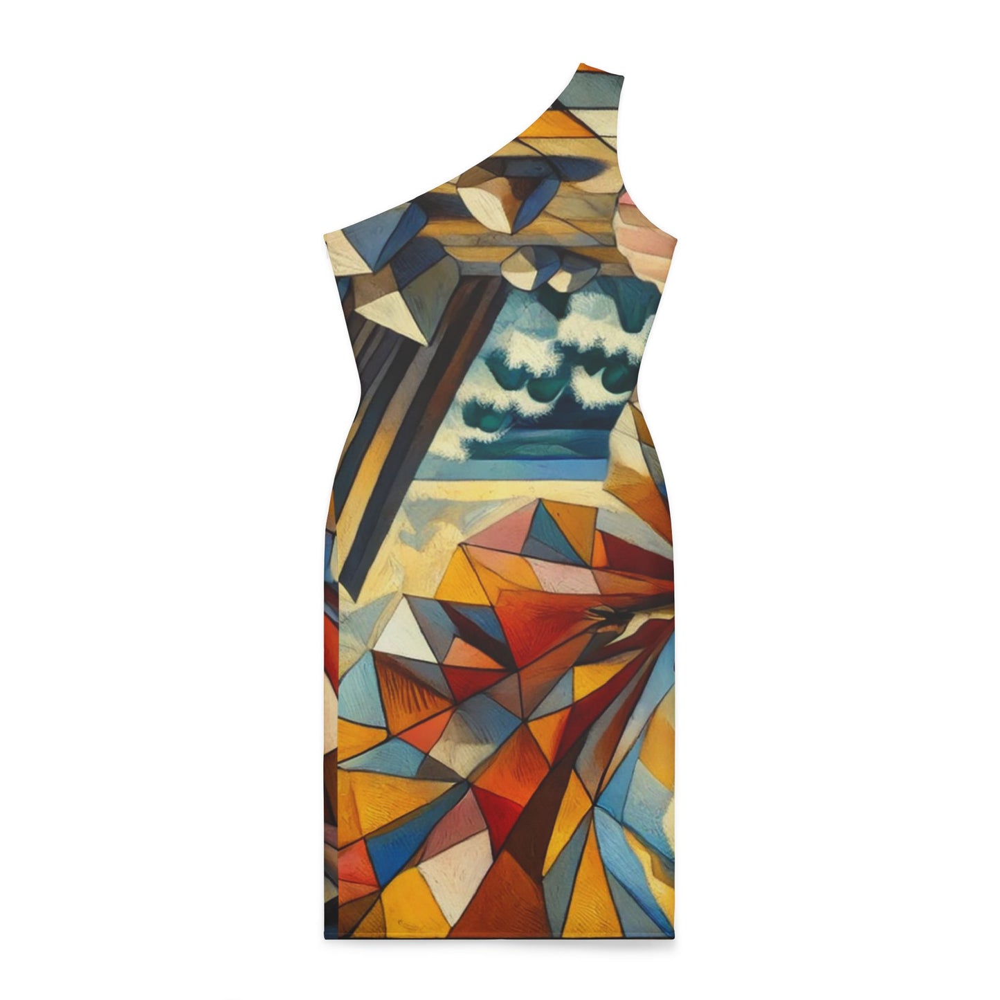 Vibrant Abstract One-Shoulder Dress for Artistic Souls