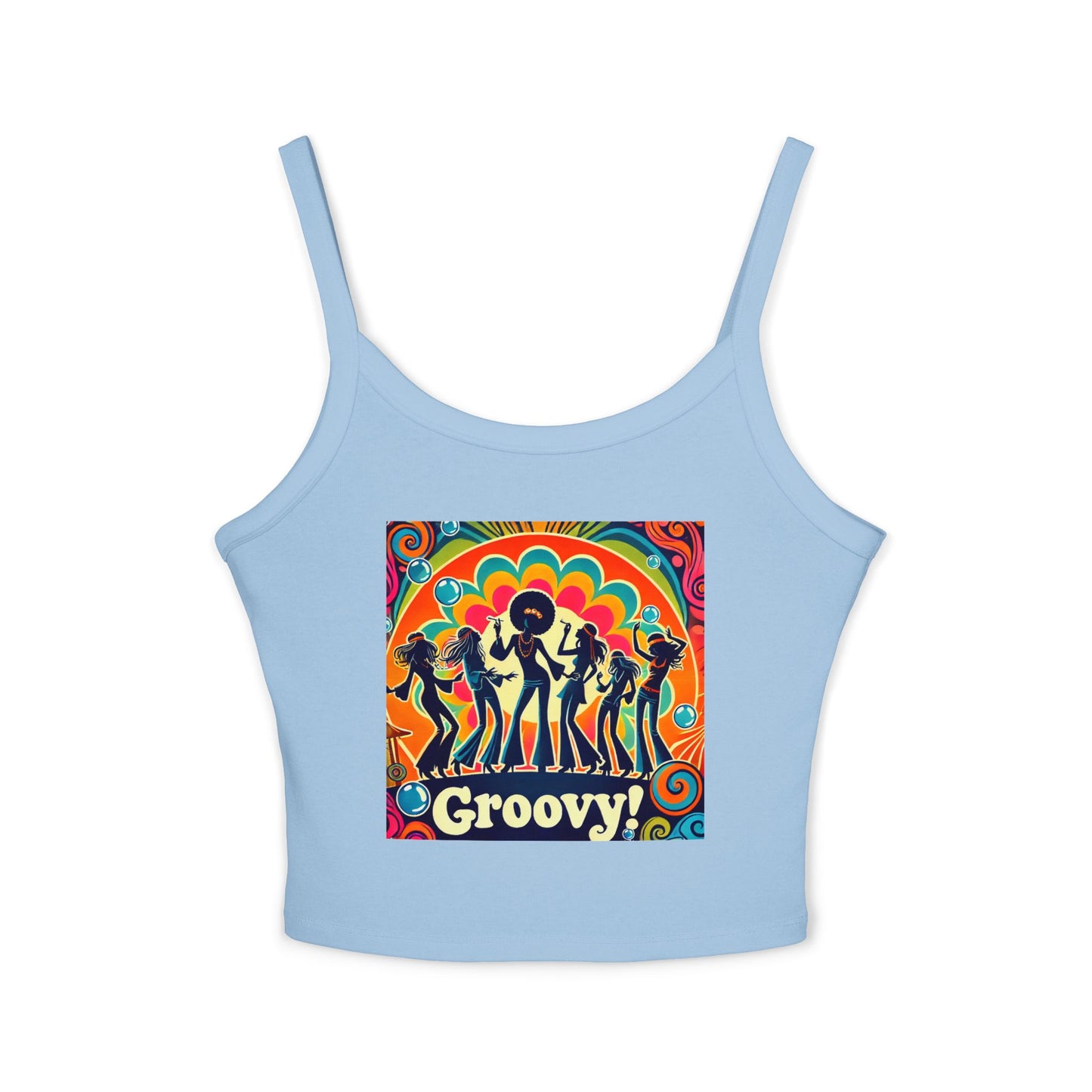 Groovy Women’s Spaghetti Strap Tank Top - Retro Style Summer Shirt