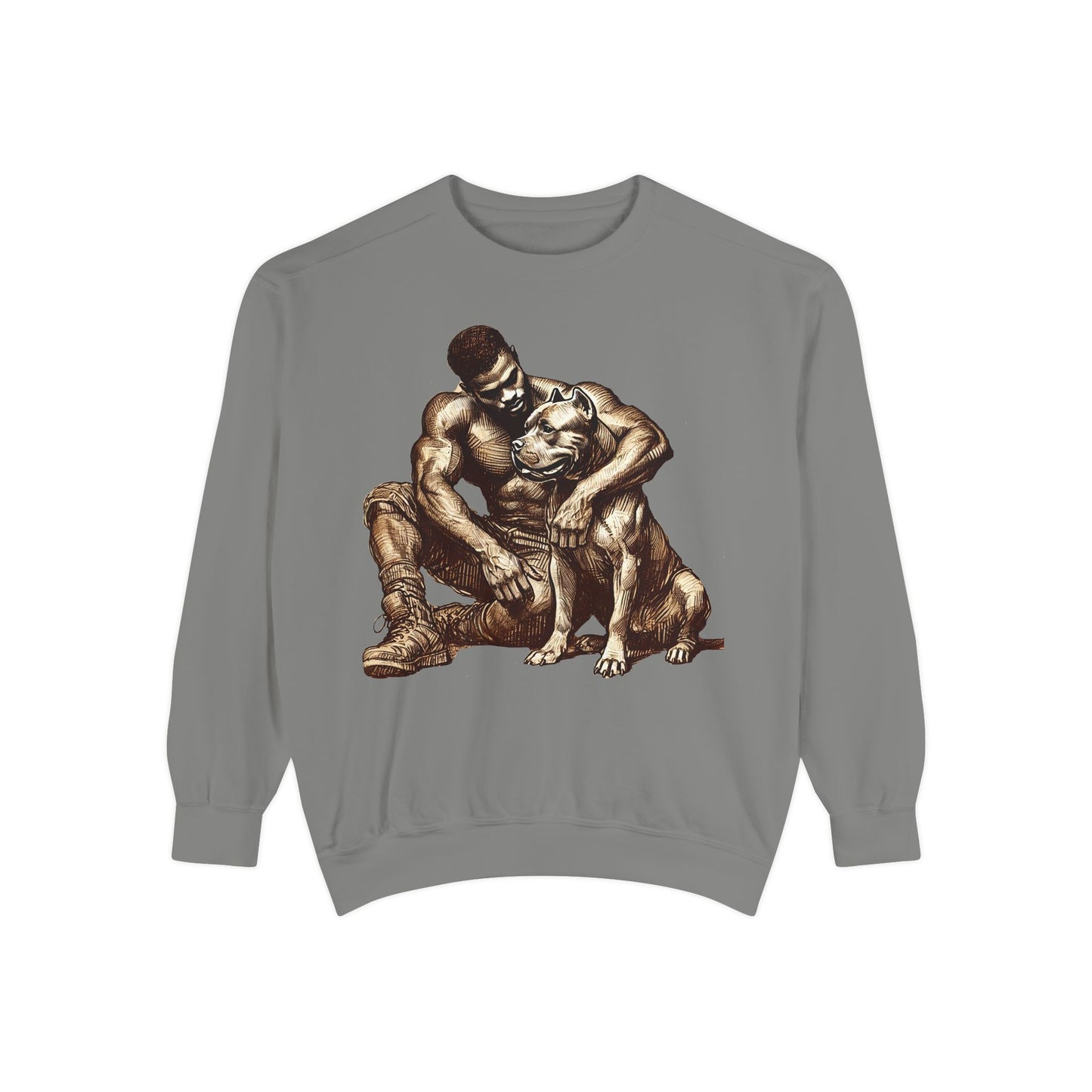 Embrace Sweatshirt - Comfortable Unisex Style Featuring Man and Dog Design
