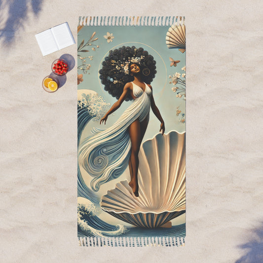 Boho Beach Towel - Ethereal Ocean Goddess Design