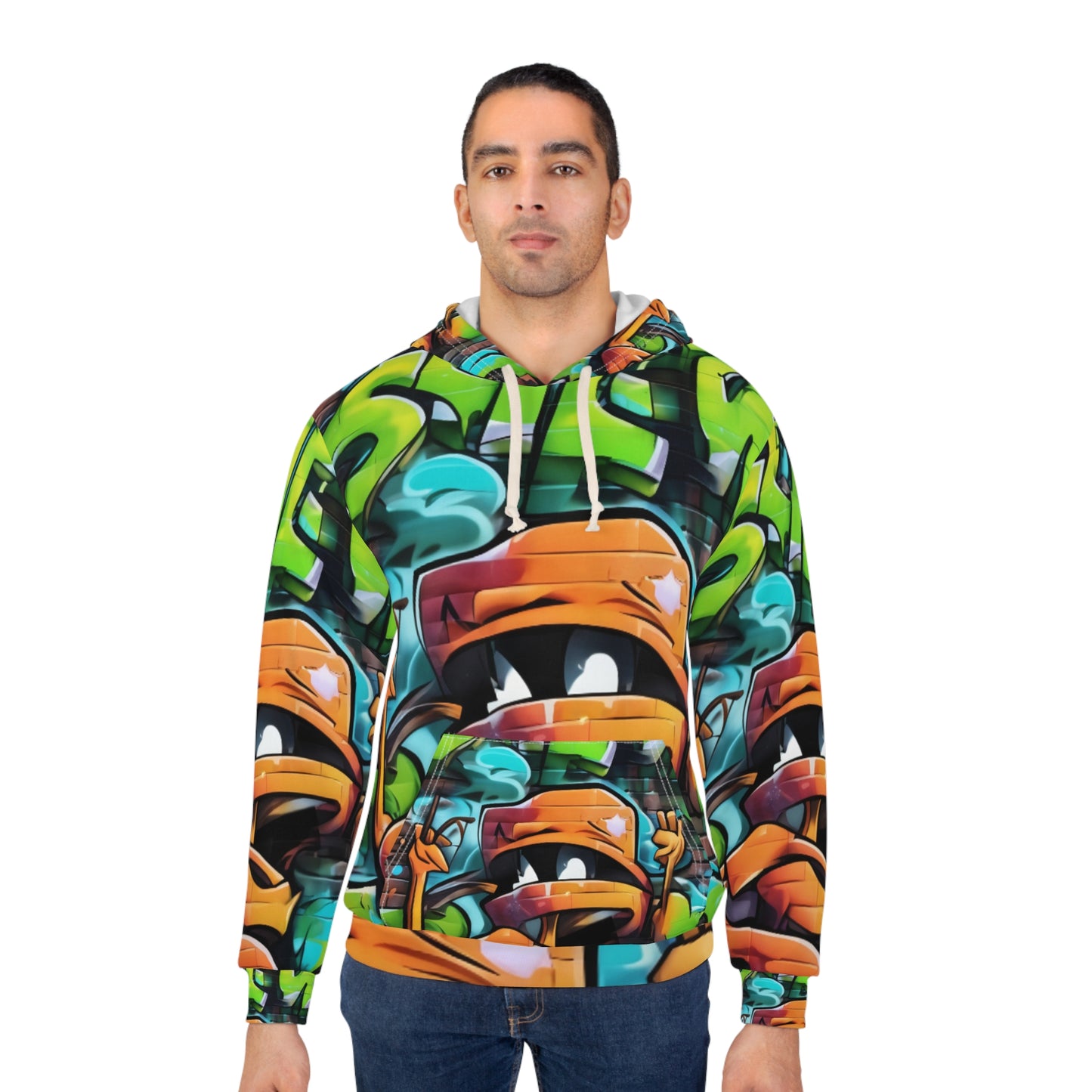 Vibrant Graffiti Unisex Pullover Hoodie - Street Art Inspired, Perfect for Casual Style and Festivals