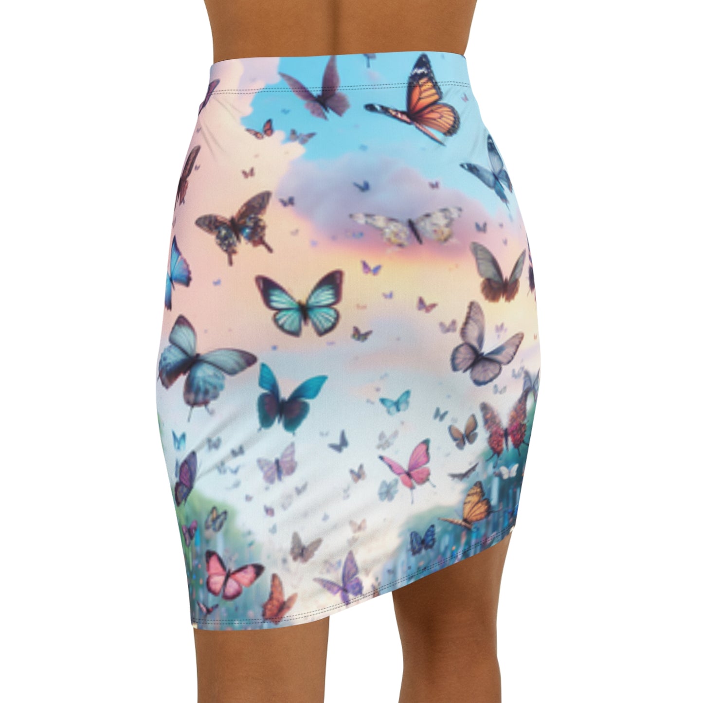 Butterfly Dreams Women's Mid-Waist Pencil Skirt | Stylish Elegant Skirt for Special Occasions