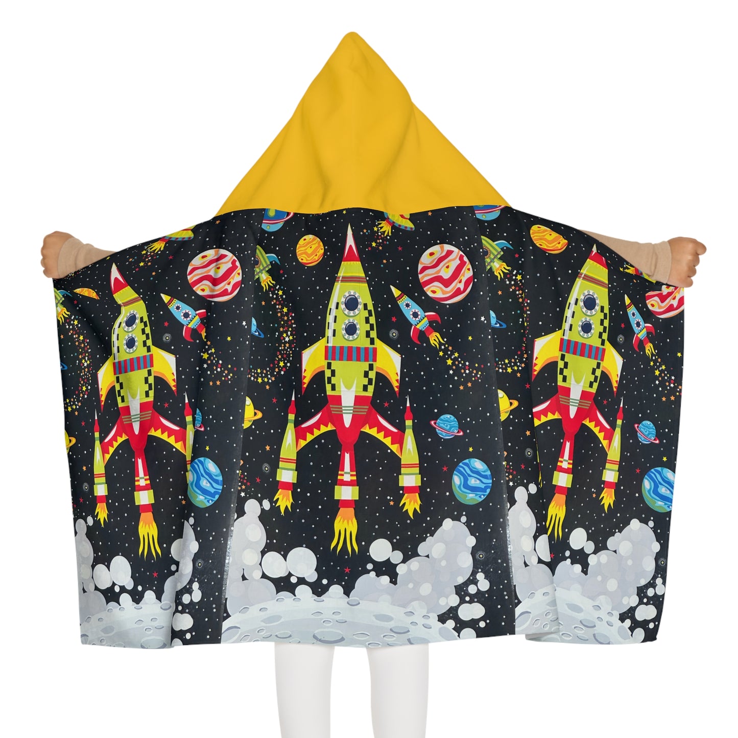 Rocket Adventure Youth Hooded Towel - Fun Space Theme for Summer Fun