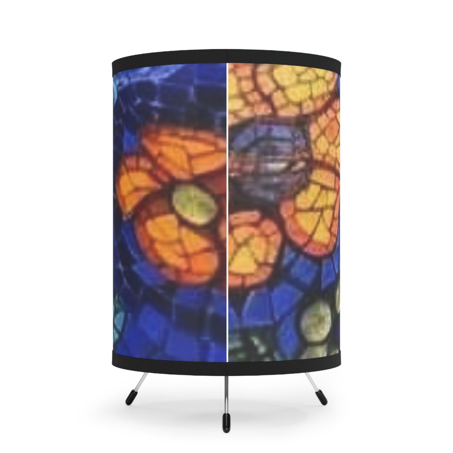 Artisan Tripod Lamp with Stained Glass Printed Shade | Unique Home Decor