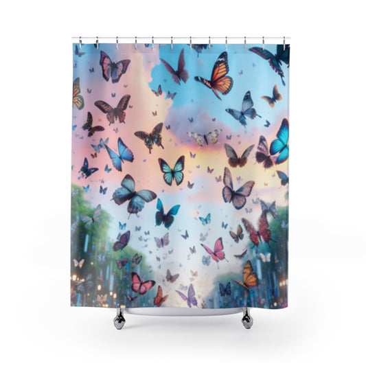 Colorful Butterfly Shower Curtain - Vibrant Nature Decor for Your Bathroom