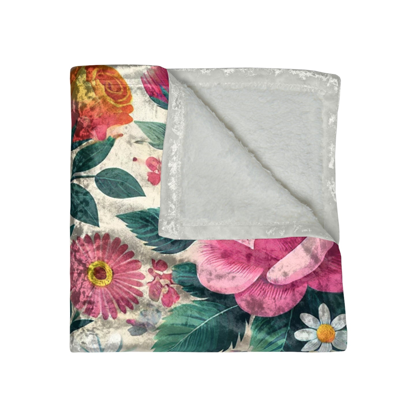 Floral Crushed Velvet Blanket – Cozy & Elegant Throw for Home Decor