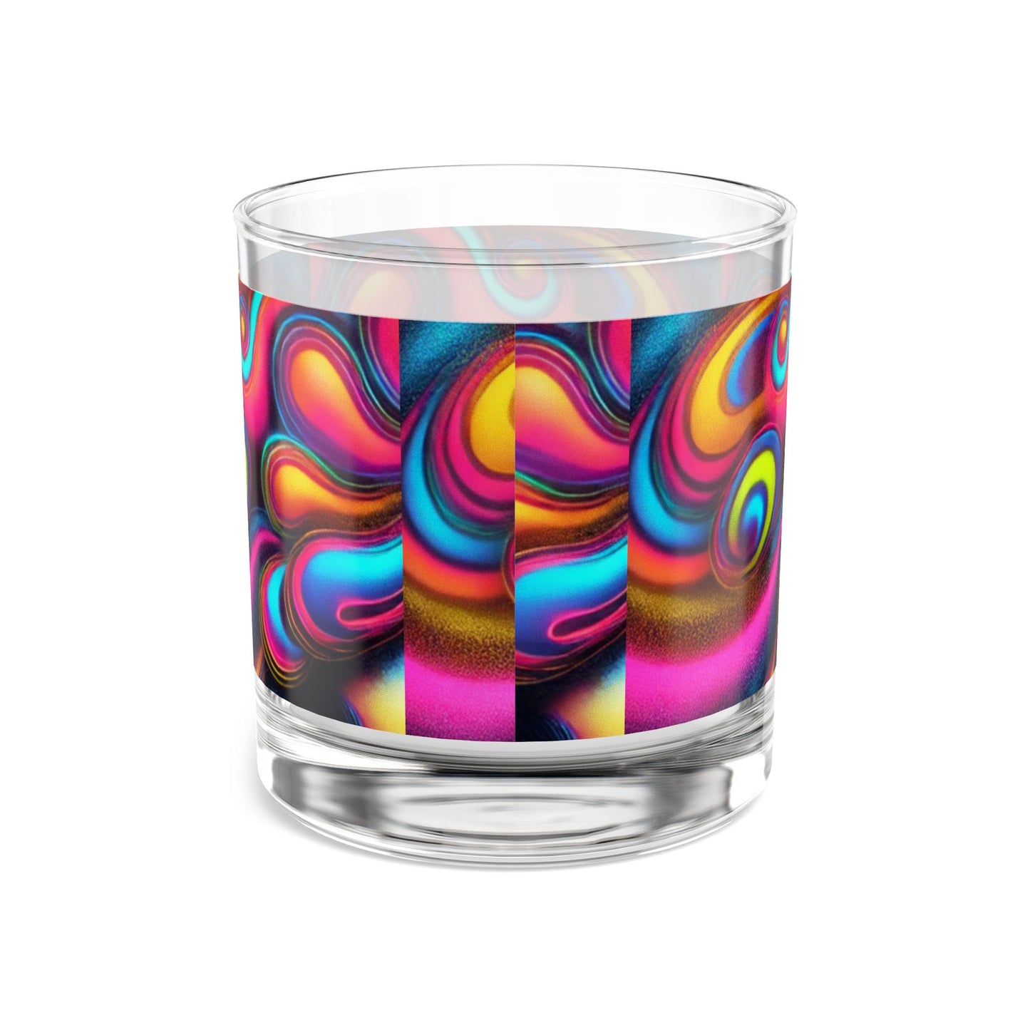 Vibrant Swirl Design Rocks Glass - 10oz Colorful Drinkware