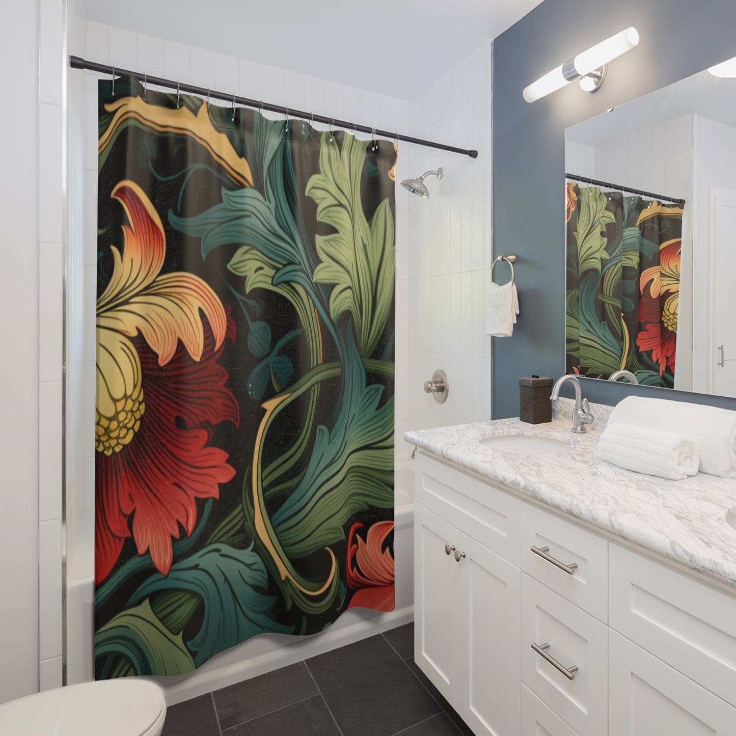 Bohemian Floral Shower Curtains - Vibrant Botanical Design for Home Decor
