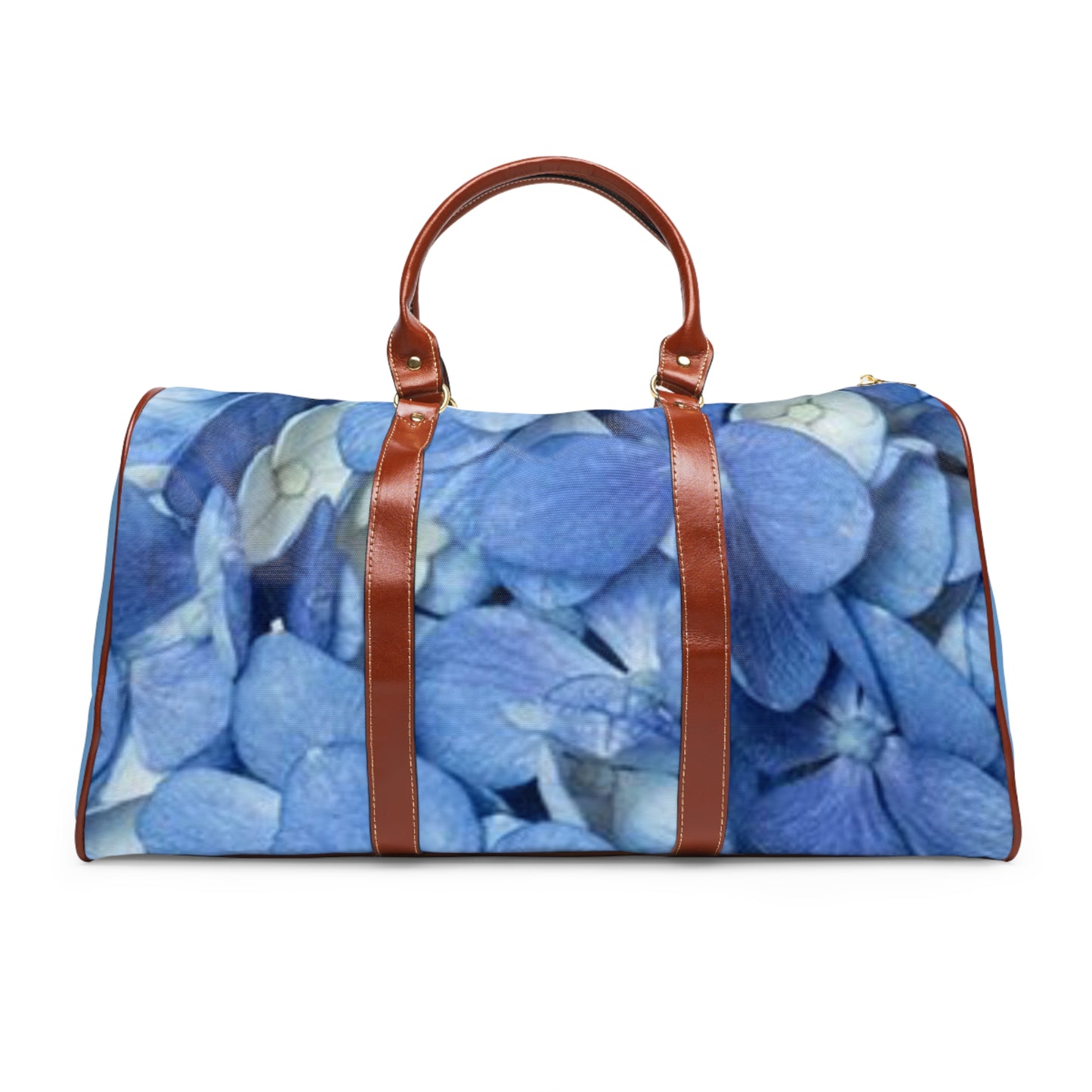 Waterproof Floral Travel Bag - Elegant Blue Hydrangea Design for Adventurers