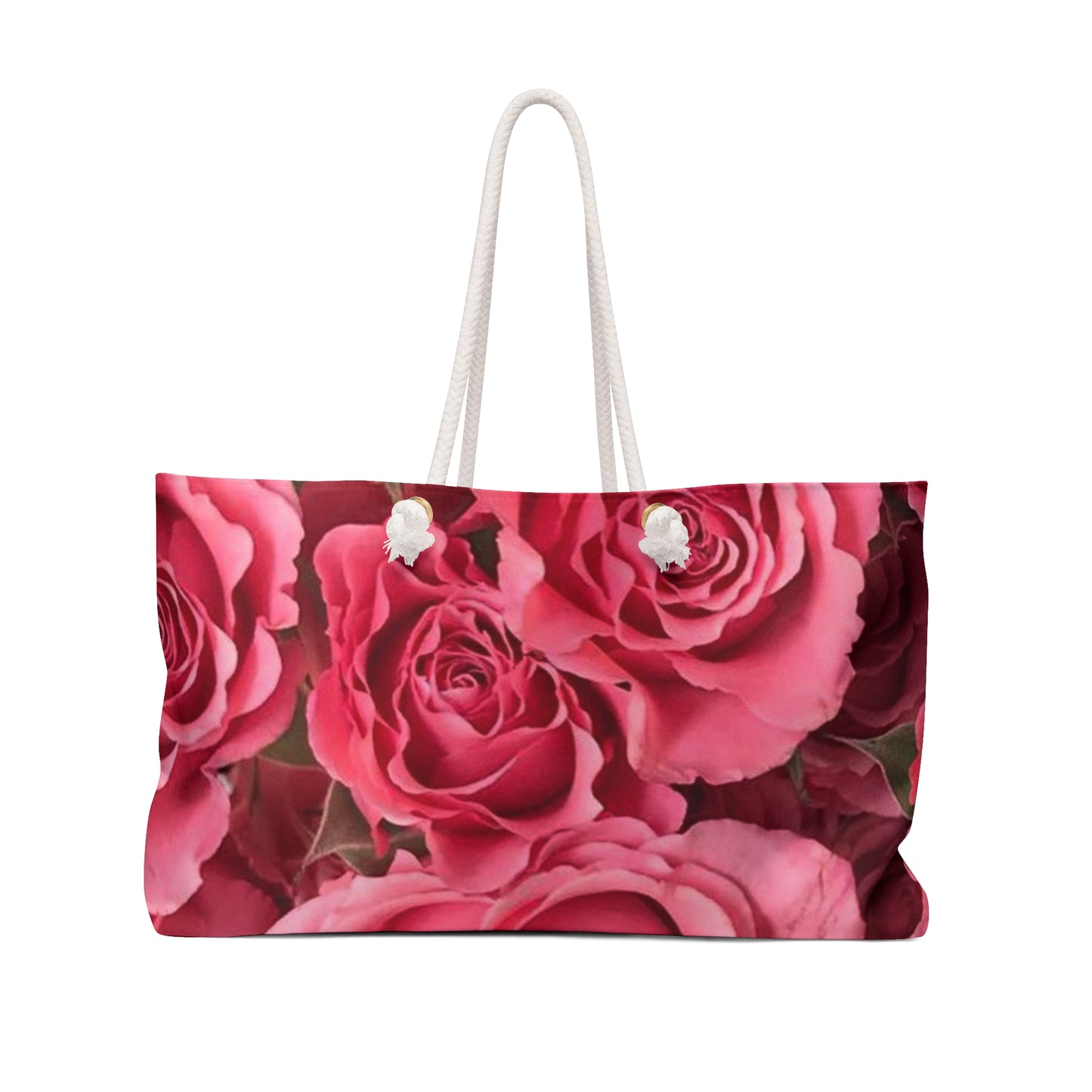 Floral Weekender Bag - Pink Roses Travel Tote for Weekend Getaways