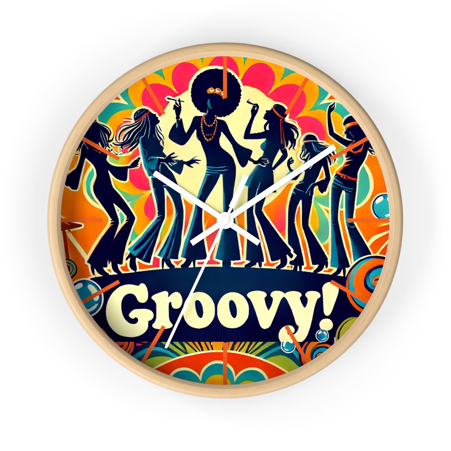 Groovy Retro Wall Clock - Vibrant 70s Dance Theme Decor