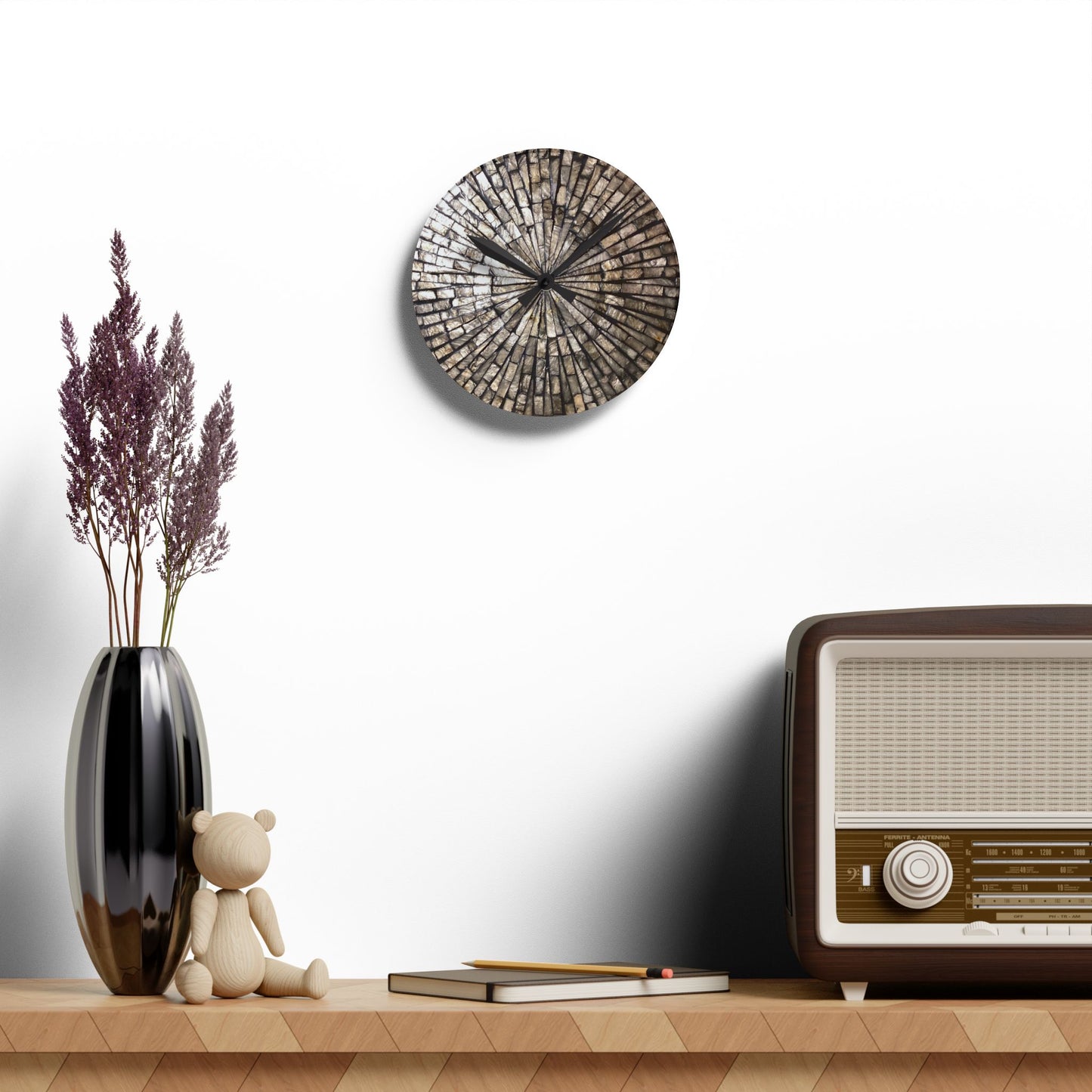 Rustic Acrylic Wall Clock - Modern Farmhouse Decor