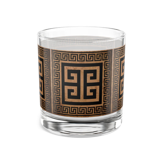 Elegant Greek Key Rocks Glass - 10oz - Perfect for Home Bar and Gifts