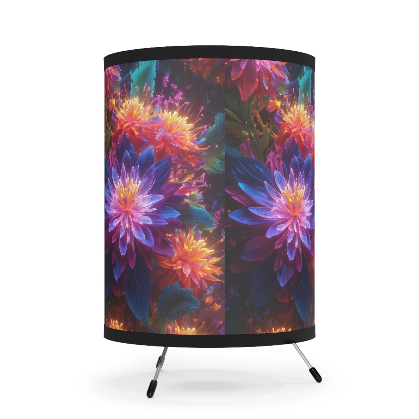 Vibrant Floral Tripod Lamp – High-Res Printed Shade for Home Decor