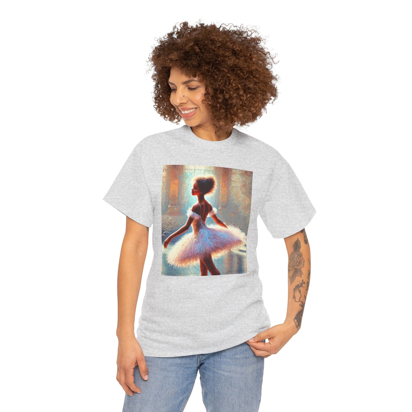 Elegant Ballerina Unisex Heavy Cotton Tee - Artistic Dance T-Shirt for Ballet Lovers