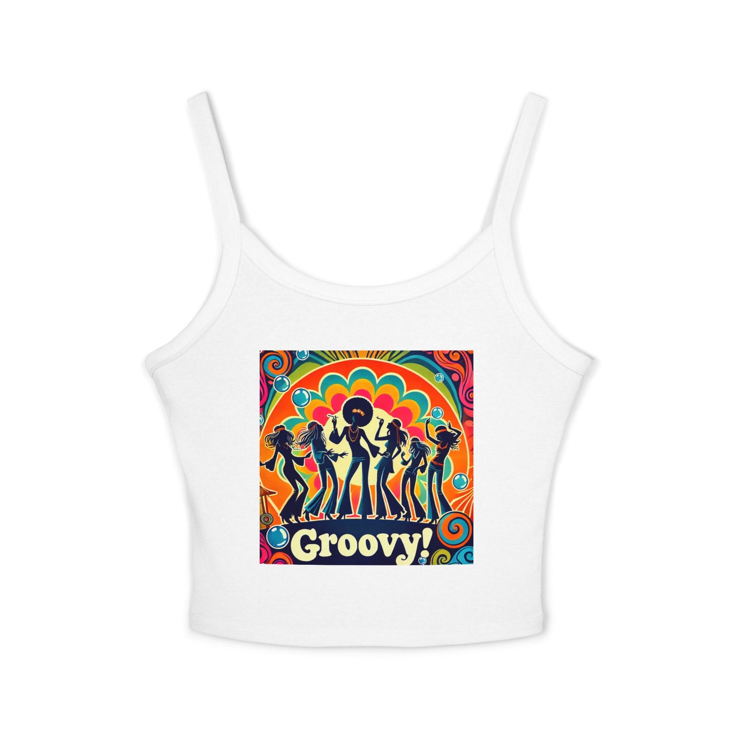 Groovy Women’s Spaghetti Strap Tank Top - Retro Style Summer Shirt