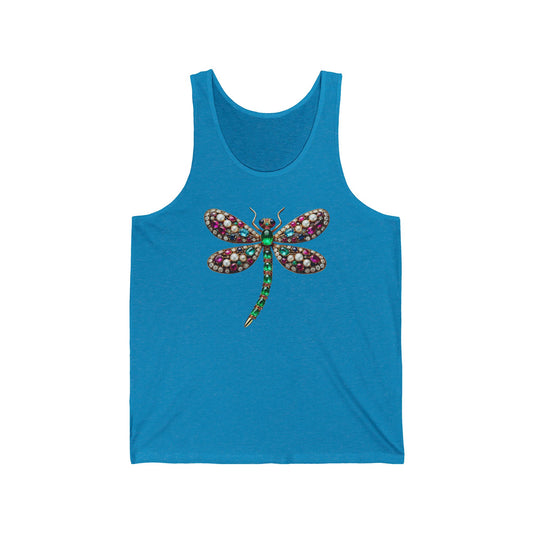 Dragonfly Jewel Unisex Jersey Tank - Colorful Gemstone Design