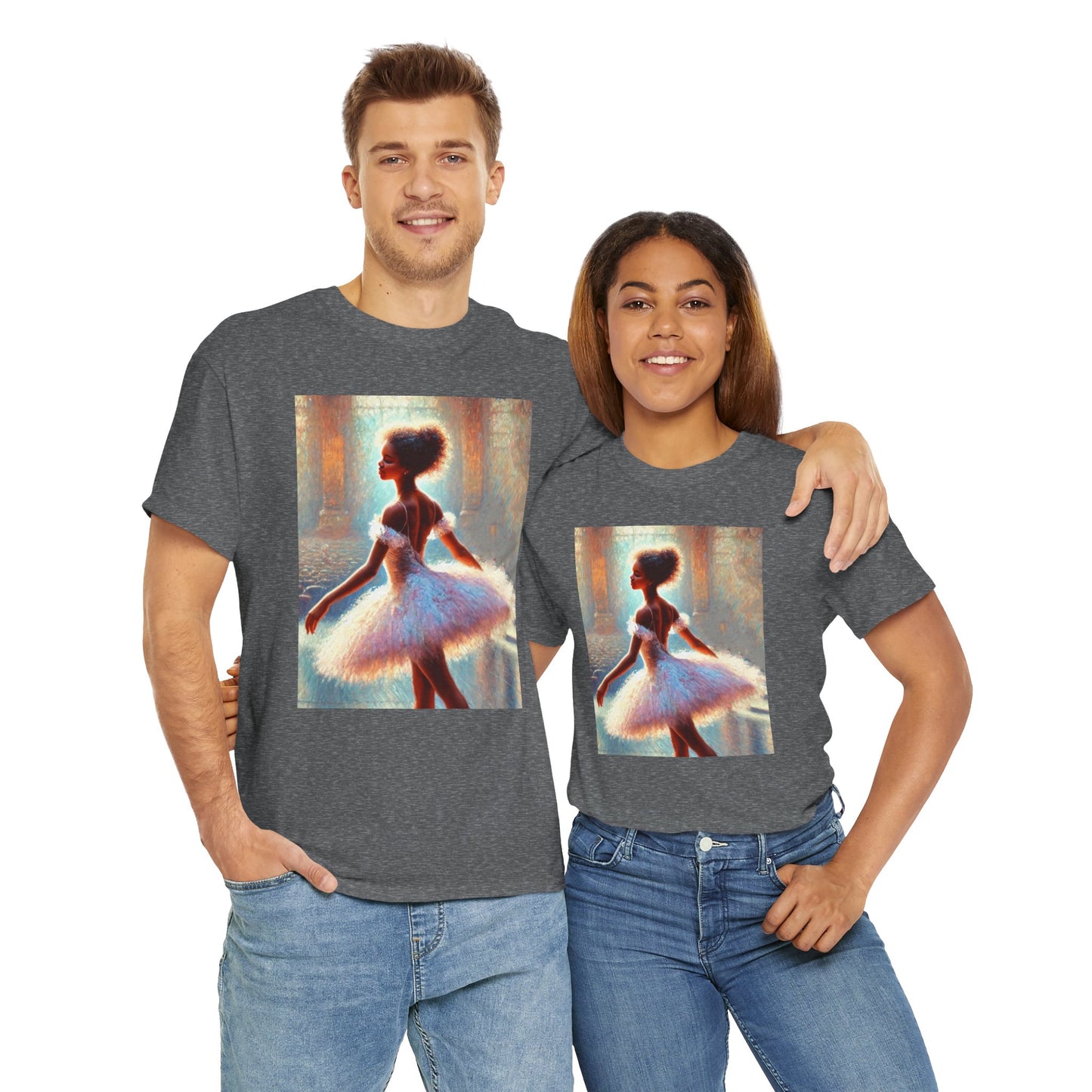 Elegant Ballerina Unisex Heavy Cotton Tee - Artistic Dance T-Shirt for Ballet Lovers