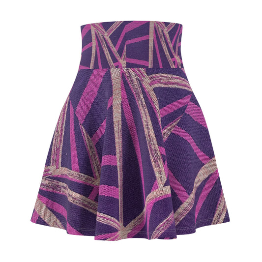 Chic Women's Skater Skirt - Purple Geometric Print