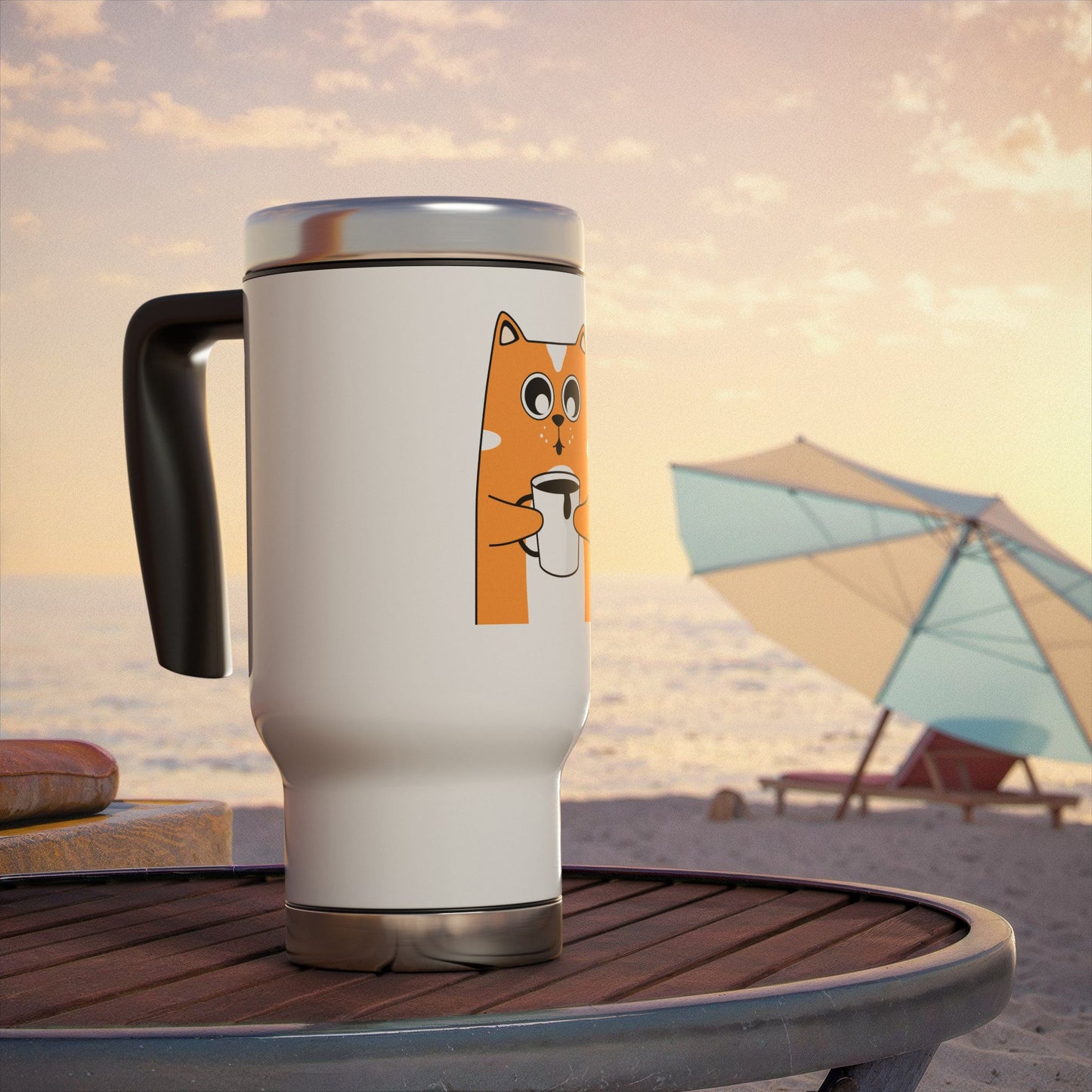 Stainless Steel Travel Mug with Handle, 14oz