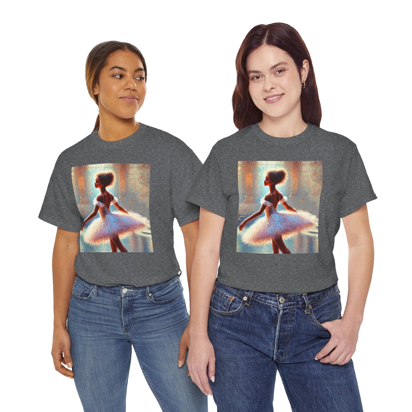 Elegant Ballerina Unisex Heavy Cotton Tee - Artistic Dance T-Shirt for Ballet Lovers