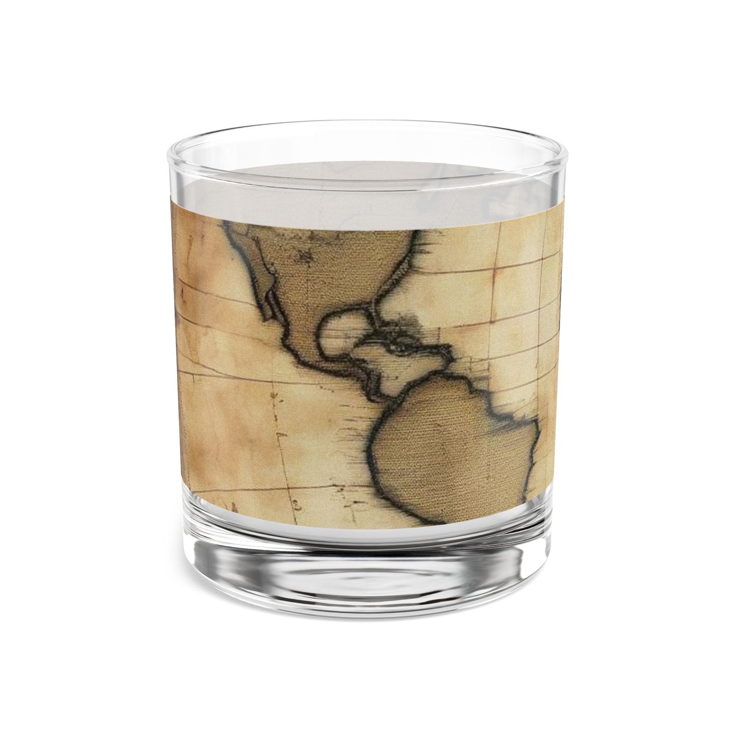 Vintage World Map Rocks Glass - 10oz - Perfect for Home Bars & Gift Giving