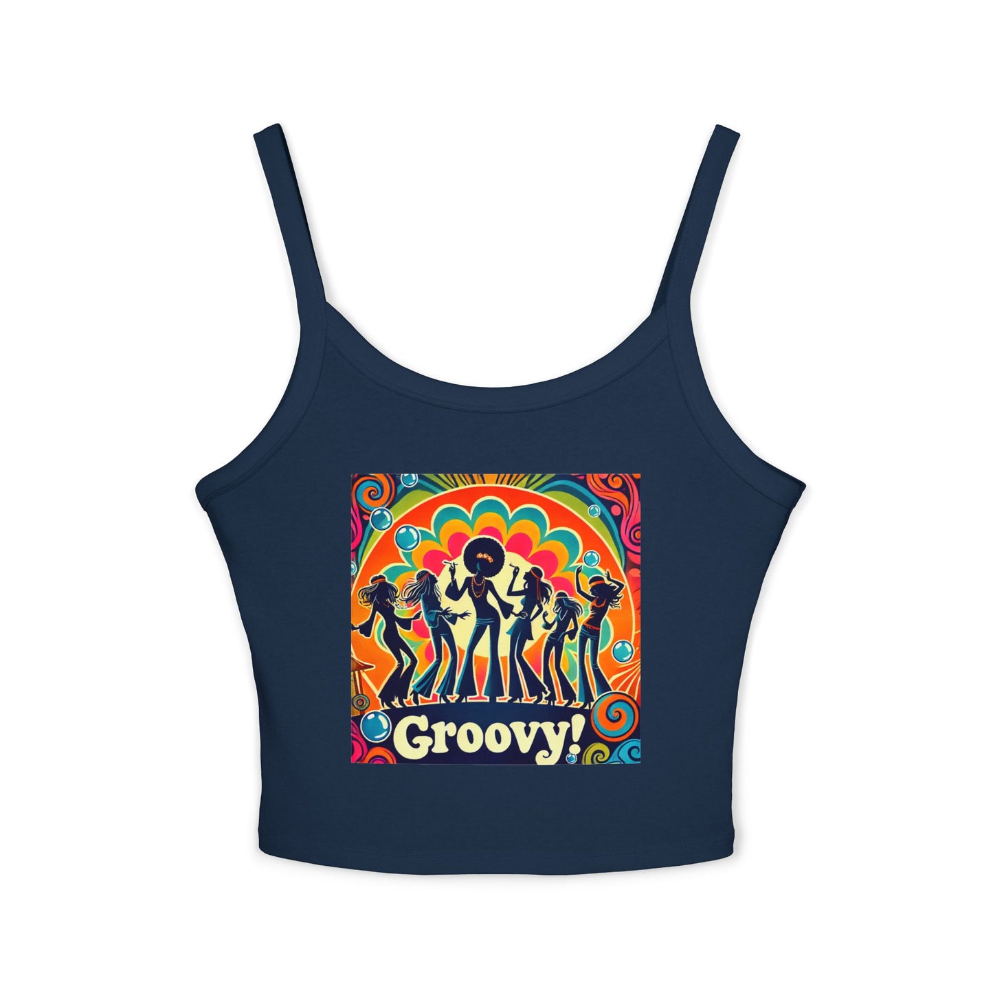 Groovy Women’s Spaghetti Strap Tank Top - Retro Style Summer Shirt
