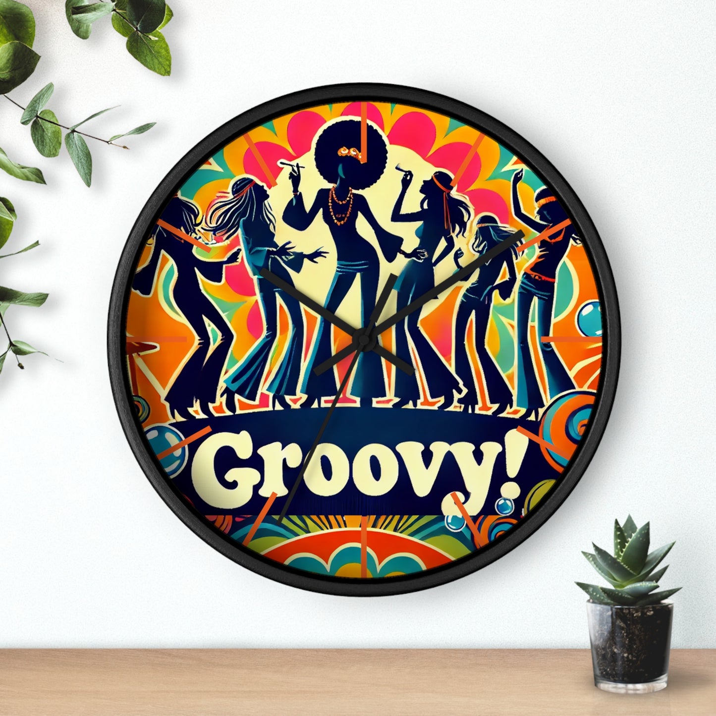 Groovy Retro Wall Clock - Vibrant 70s Dance Theme Decor