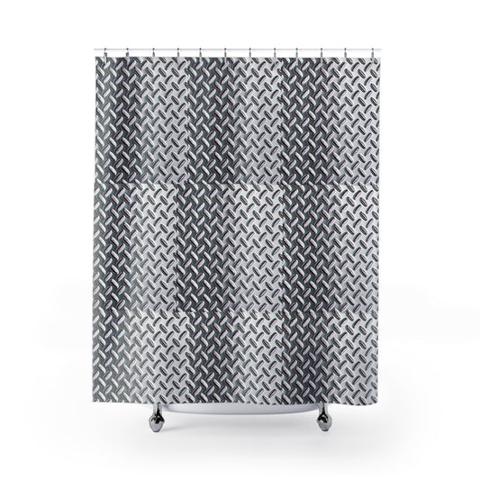 Industrial Metal Design Shower Curtain - Modern Bathroom Decor
