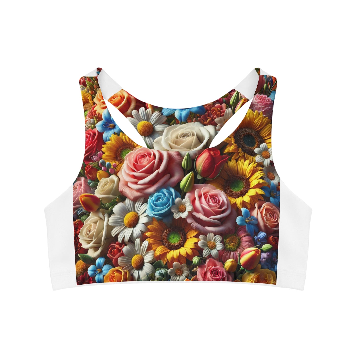 Floral Seamless Sports Bra - Vibrant Flower Print for Active Lifestyle
