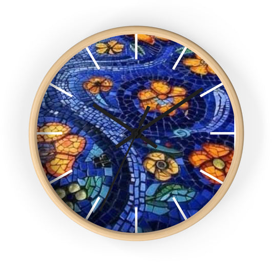 Mosaic Floral Wall Clock - Artistic Home Decor