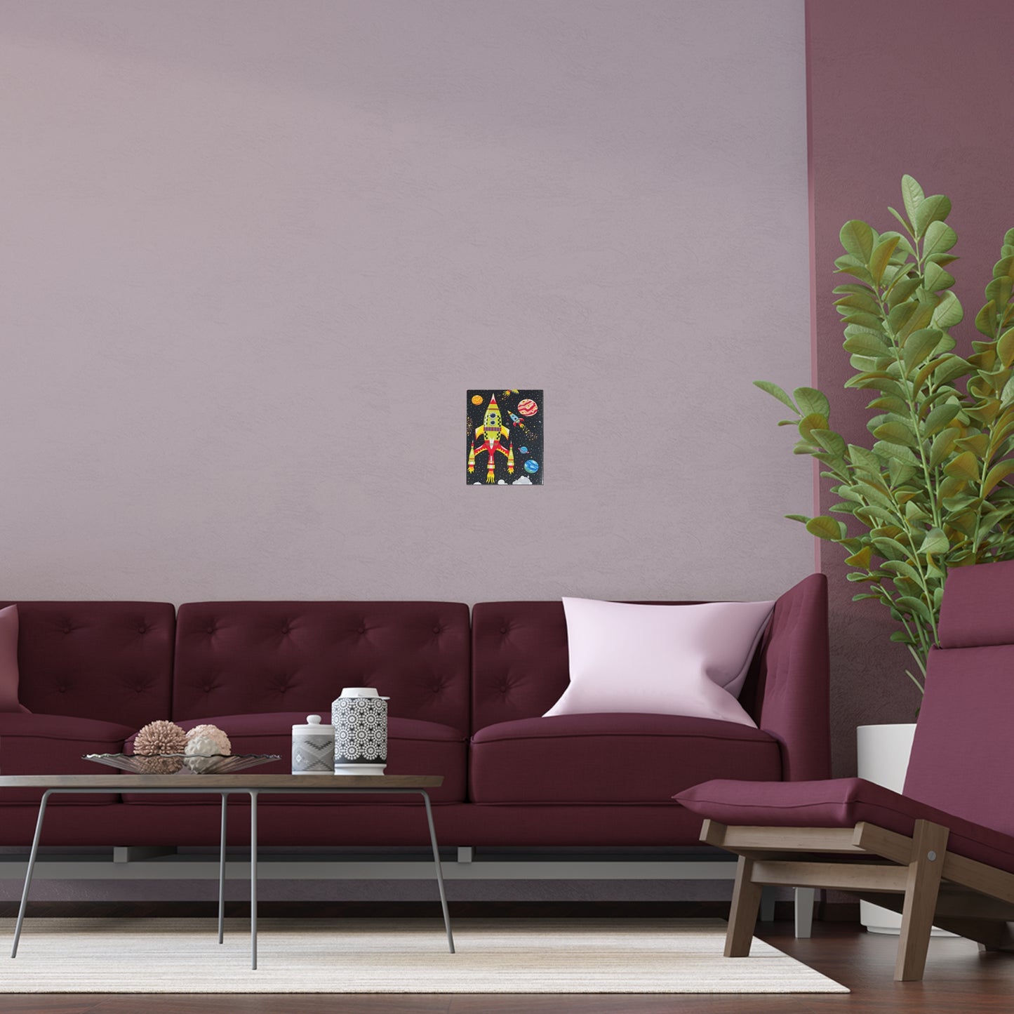 Colorful Rocket Space Silk Poster - Vibrant Cosmic Wall Art for Kids' Rooms