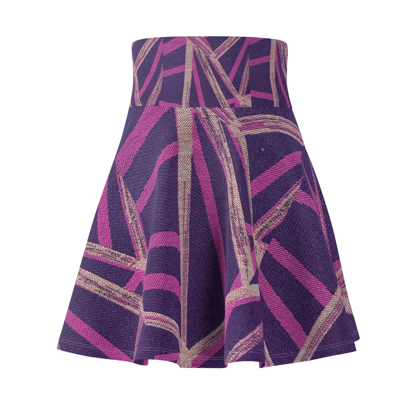 Chic Women's Skater Skirt - Purple Geometric Print