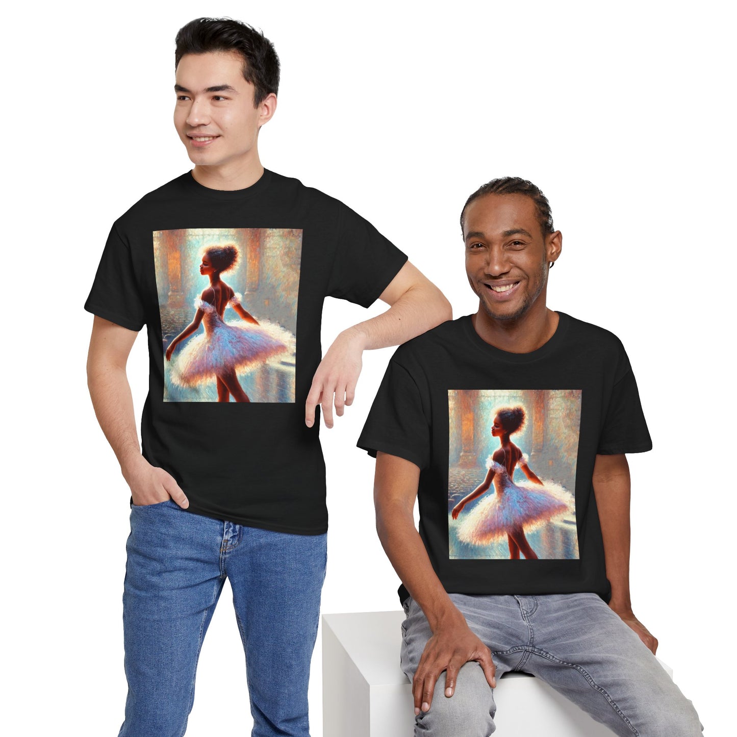 Elegant Ballerina Unisex Heavy Cotton Tee - Artistic Dance T-Shirt for Ballet Lovers