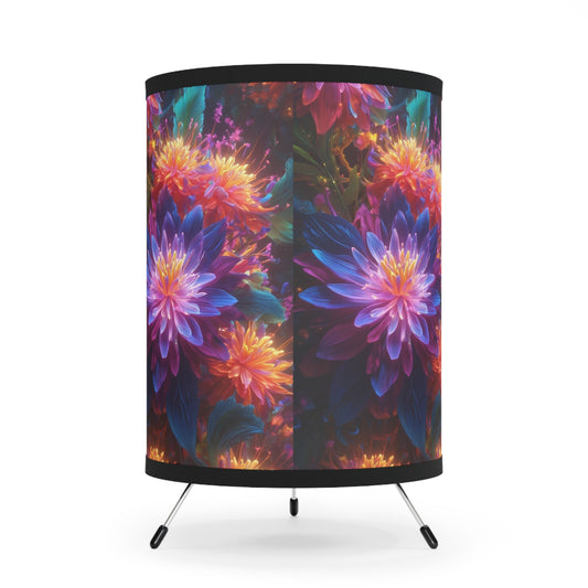 Vibrant Floral Tripod Lamp – High-Res Printed Shade for Home Decor