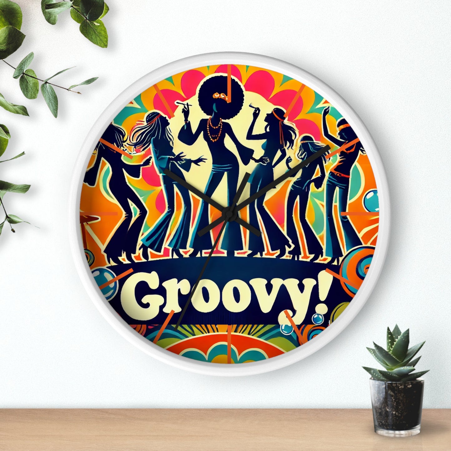 Groovy Retro Wall Clock - Vibrant 70s Dance Theme Decor