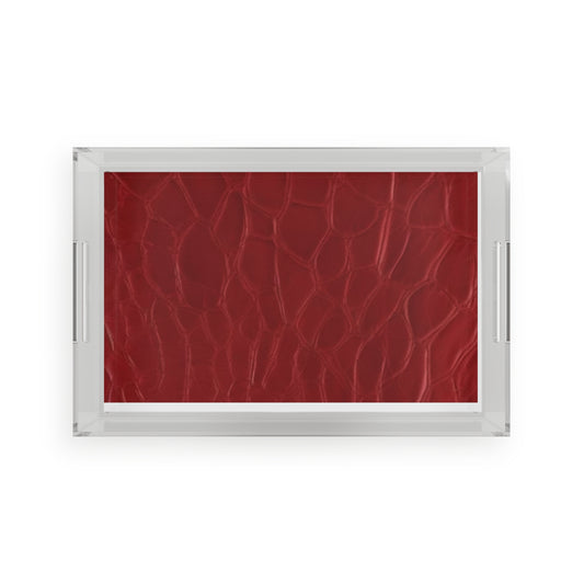 Elegant Red Acrylic Serving Tray - Modern Home Decor