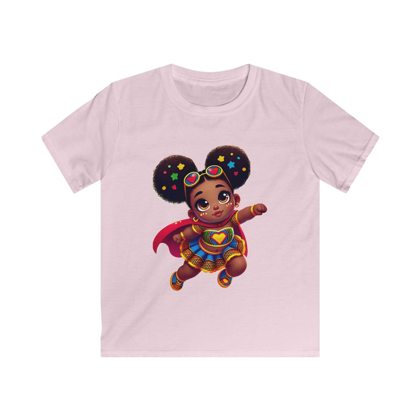 Superhero Princess Kids Softstyle Tee - Cute Graphic Tee for Girls