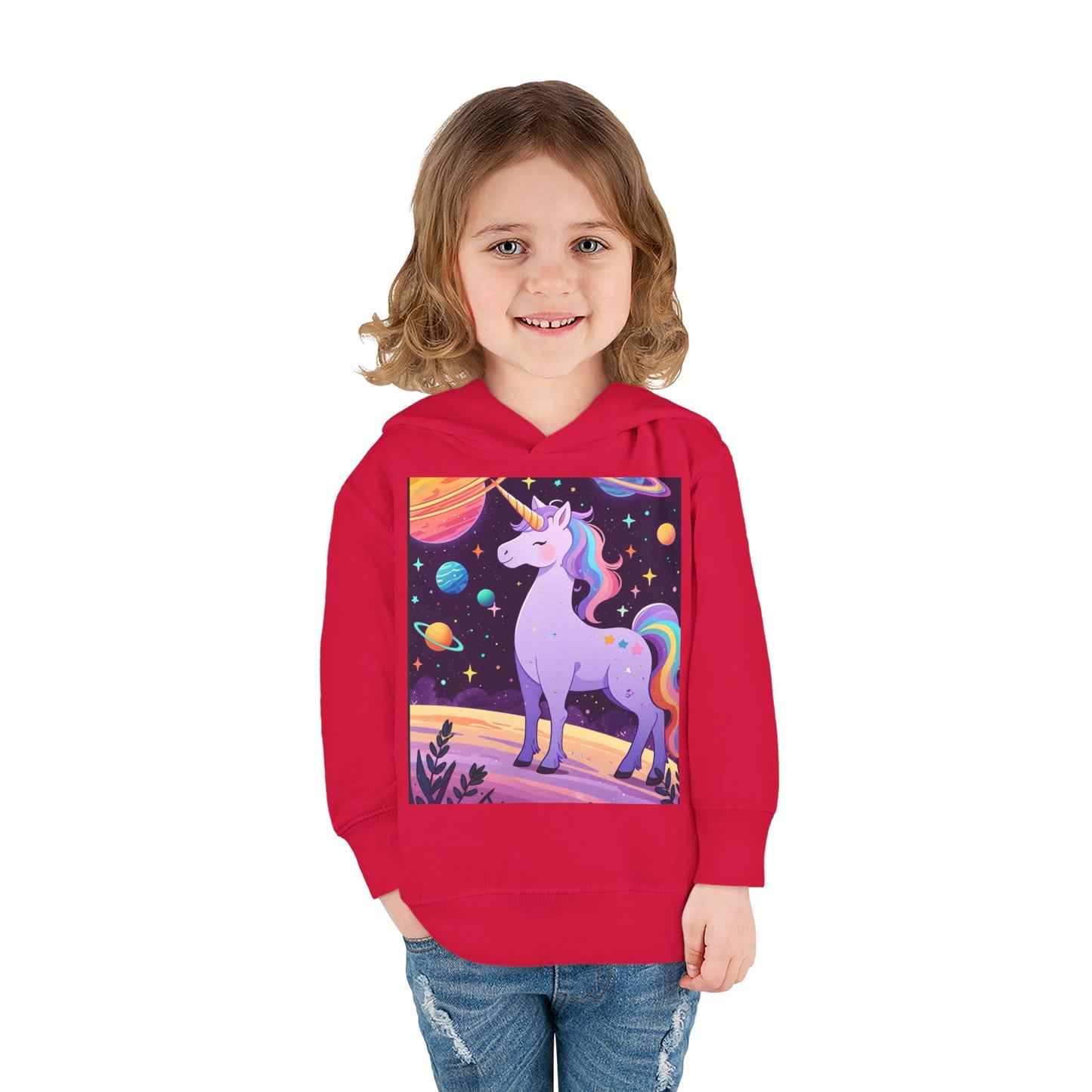 Magical Unicorn Toddler Fleece Hoodie - Cozy Space-Themed Pullover for Kids