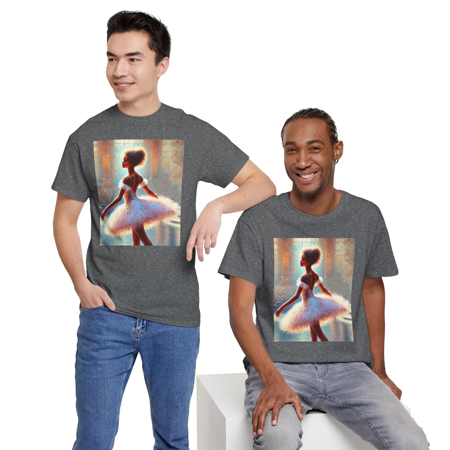 Elegant Ballerina Unisex Heavy Cotton Tee - Artistic Dance T-Shirt for Ballet Lovers