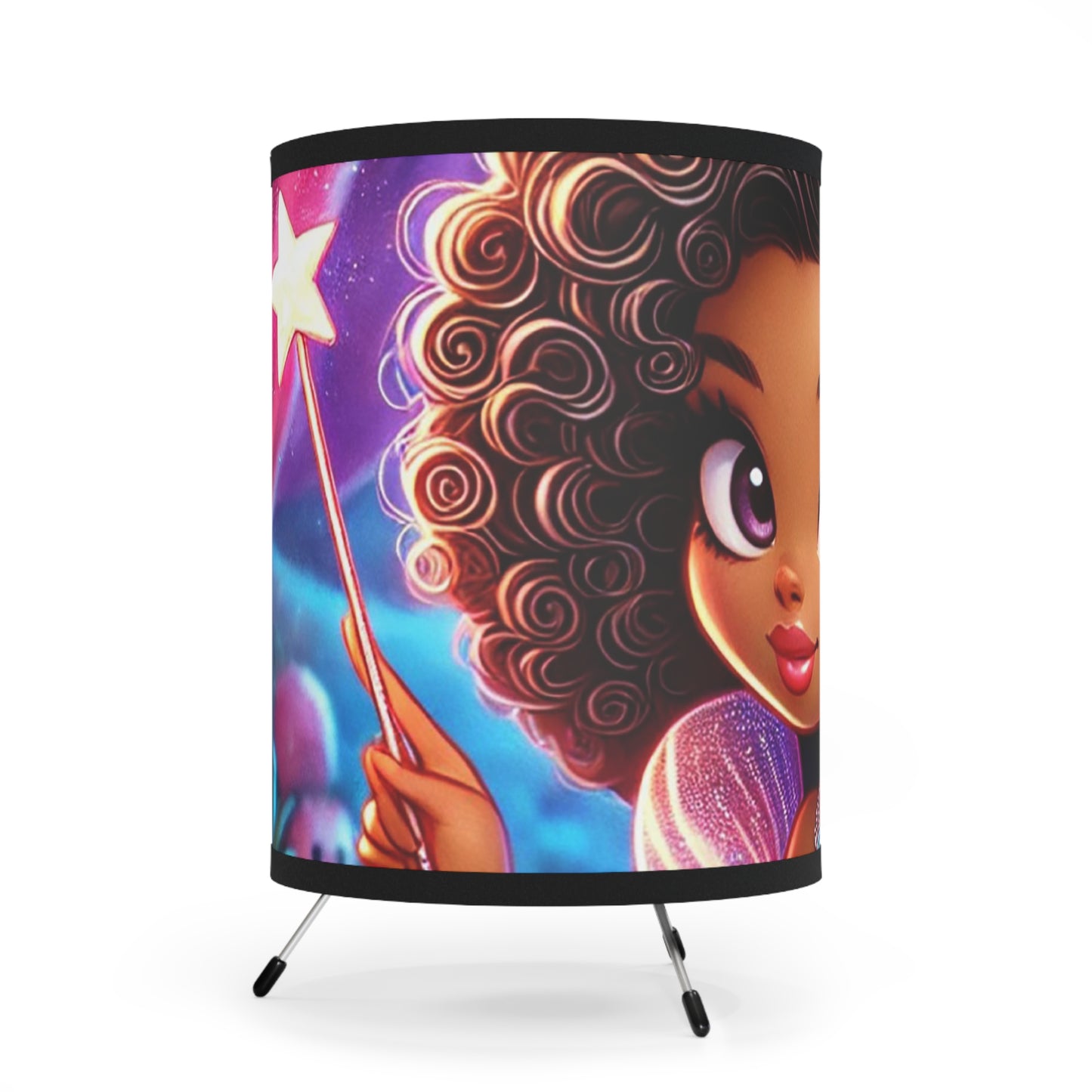 Fairy-Inspired Tripod Lamp with High-Res Printed Shade - Perfect for Kids' Rooms | US/CA Plug