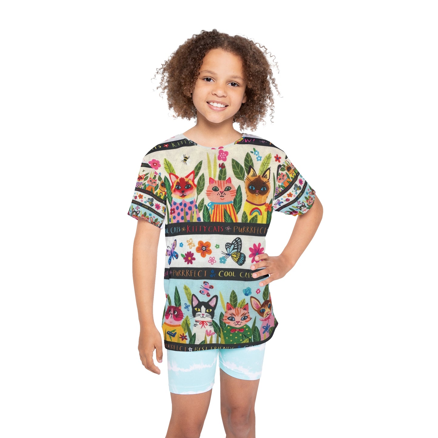 Colorful Cat-Themed Kids Sports Jersey - Perfect for Playtime and Celebrations