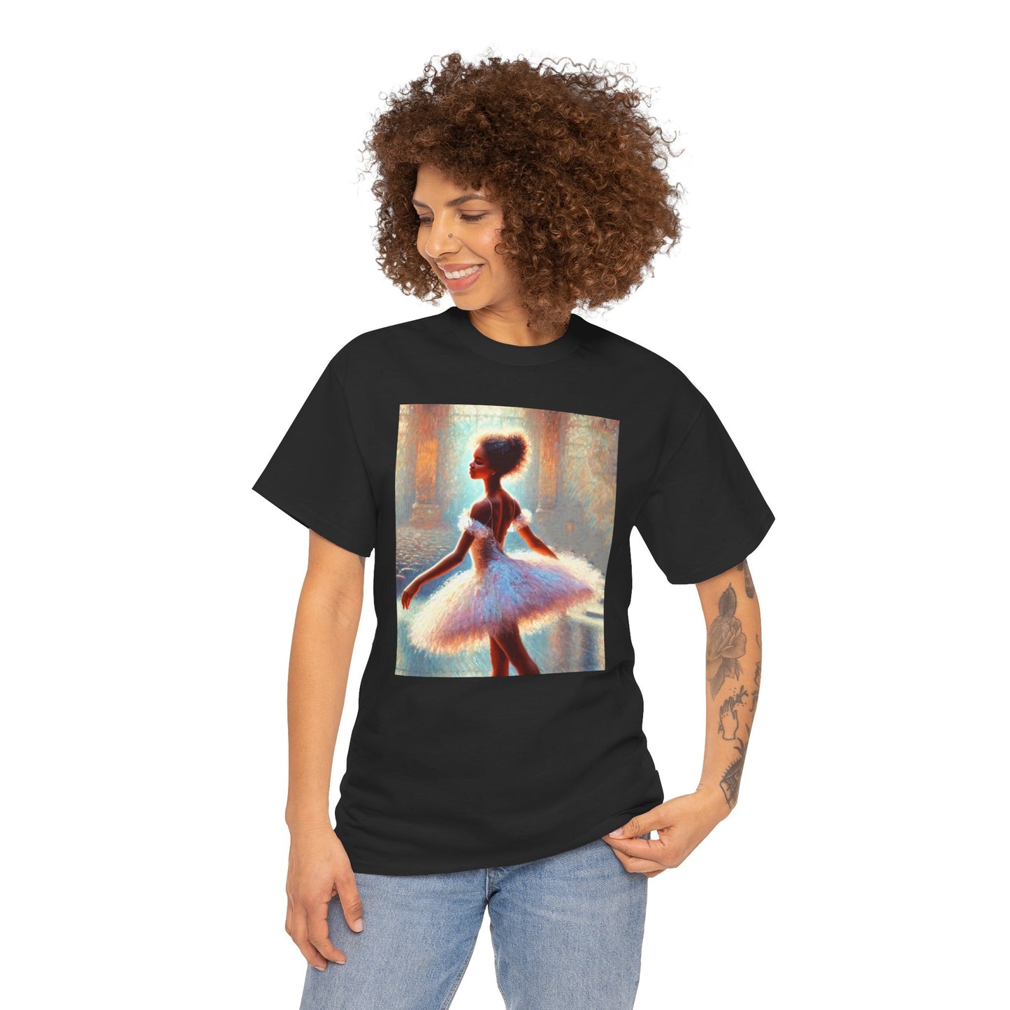 Elegant Ballerina Unisex Heavy Cotton Tee - Artistic Dance T-Shirt for Ballet Lovers