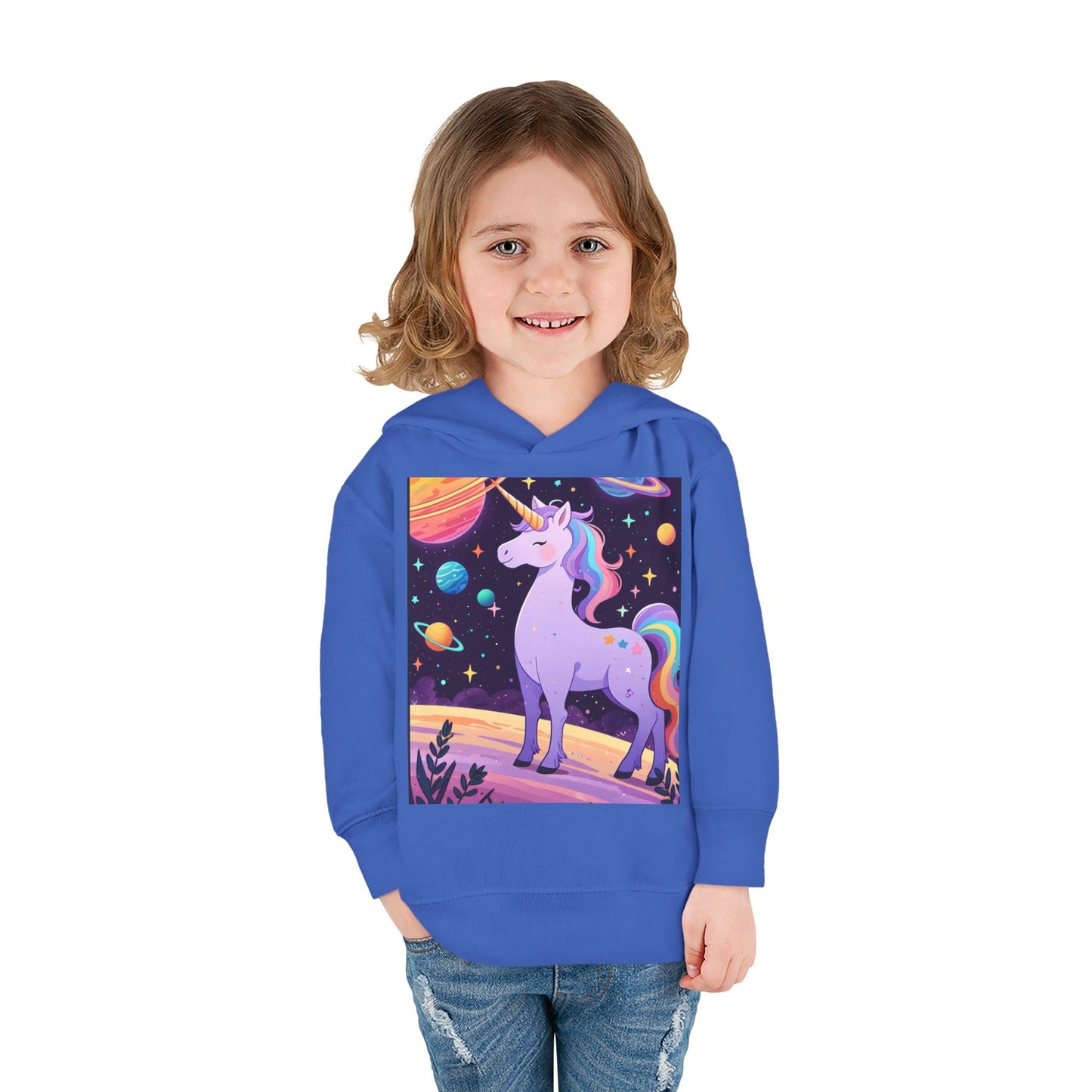 Magical Unicorn Toddler Fleece Hoodie - Cozy Space-Themed Pullover for Kids