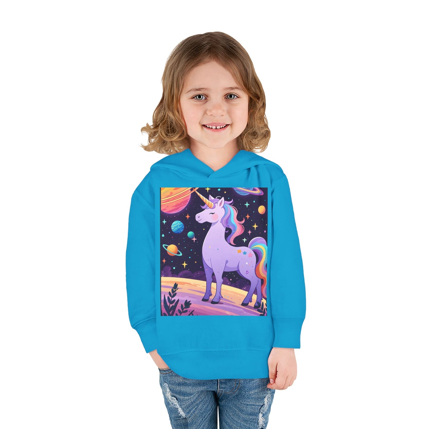 Magical Unicorn Toddler Fleece Hoodie - Cozy Space-Themed Pullover for Kids