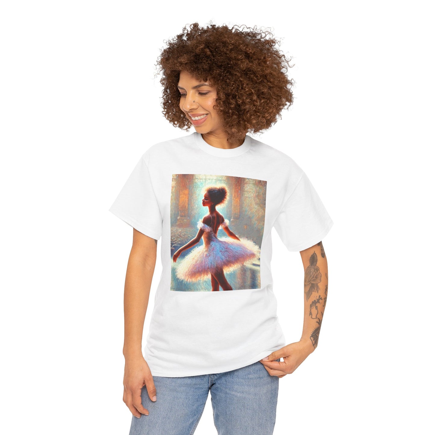 Elegant Ballerina Unisex Heavy Cotton Tee - Artistic Dance T-Shirt for Ballet Lovers