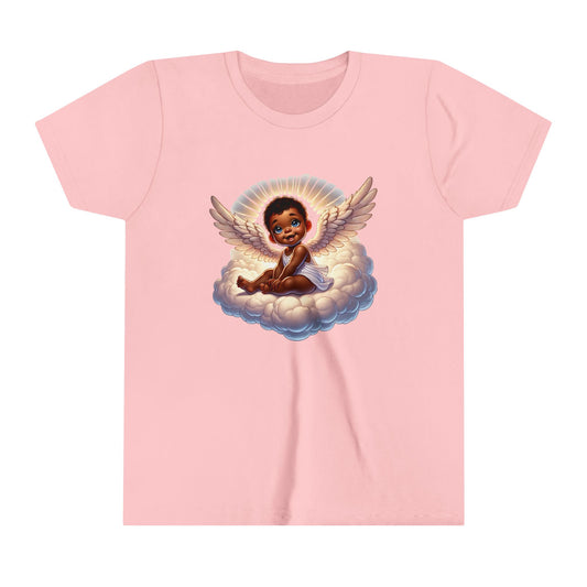 Angel Baby Youth Short Sleeve Tee - Adorable Cloud Design for Kids