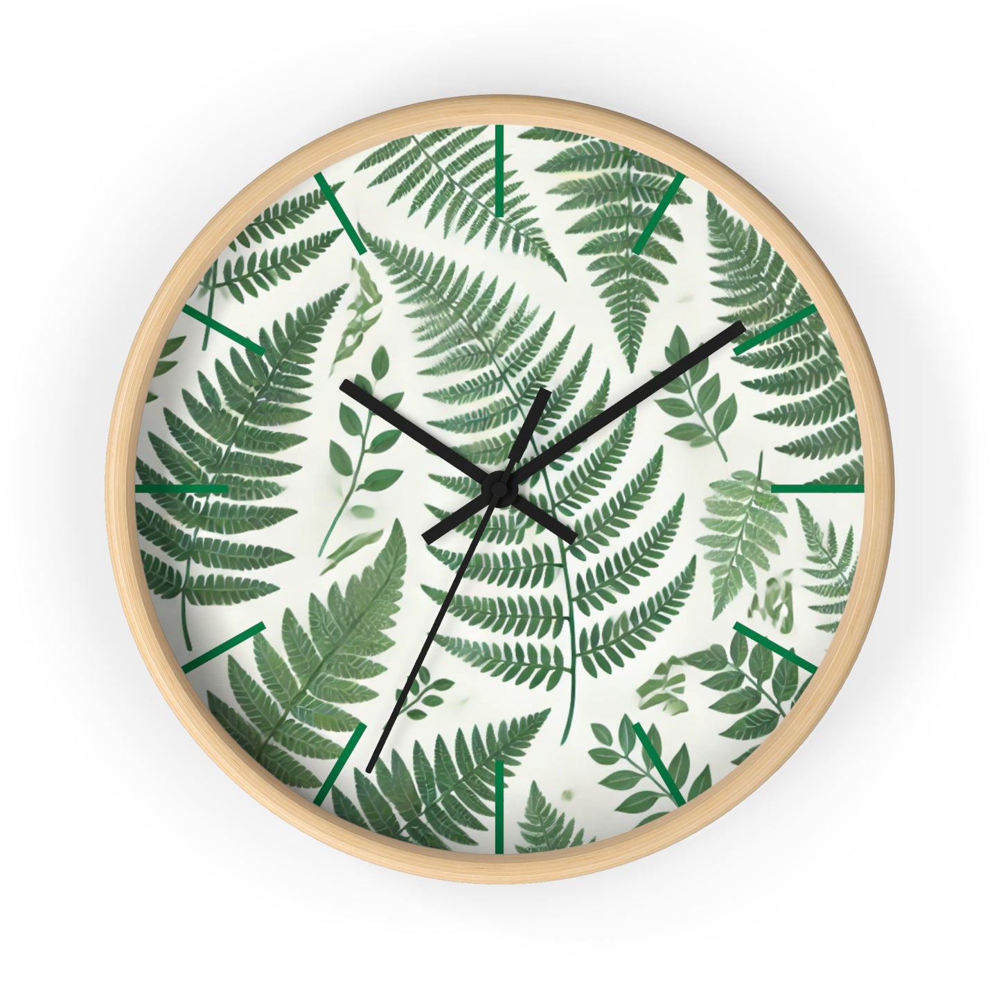 Botanical Fern Wall Clock - Nature Inspired Decor for Home & Office