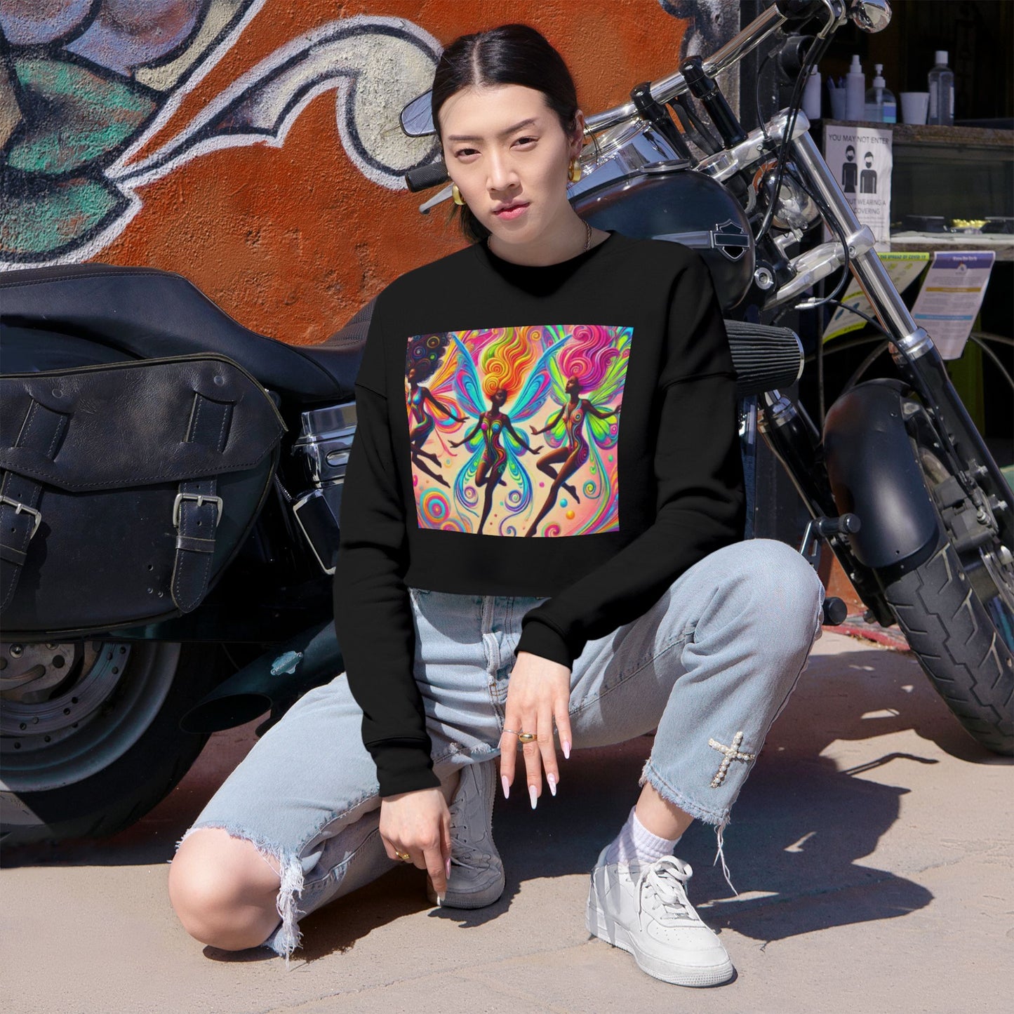 Colorful Fairy Women’s Cropped Sweatshirt - Trendy & Stylish for Everyday Wear