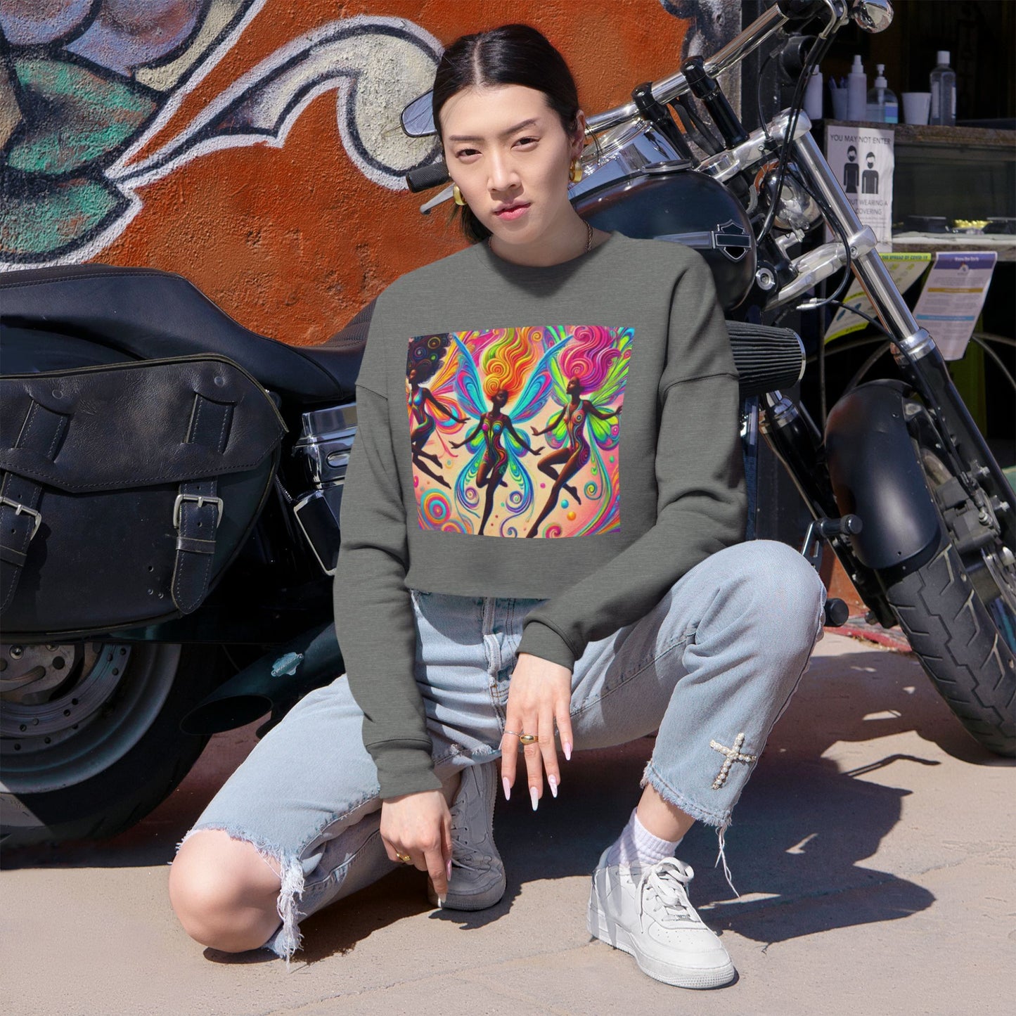 Colorful Fairy Women’s Cropped Sweatshirt - Trendy & Stylish for Everyday Wear